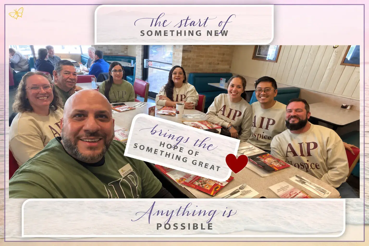 The AIP Hospice team comes together to celebrate new beginnings, shared hope, and the commitment to providing compassionate care and support to the community.